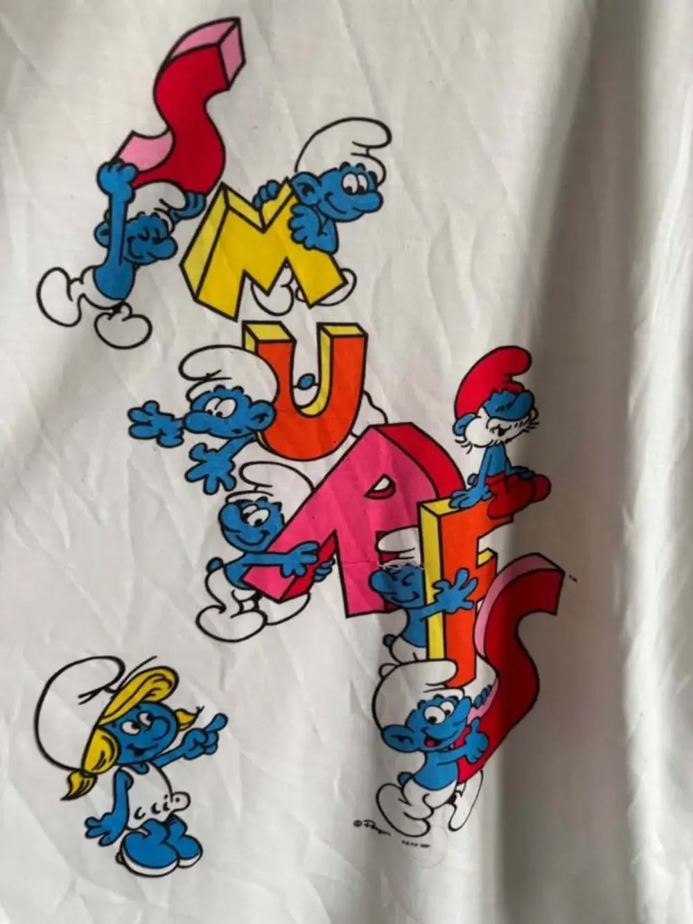 Vintage 1982 The Smurfs Nightgown Girls Large XL 10 12 14 Sleep Shirt 80s Cartoo